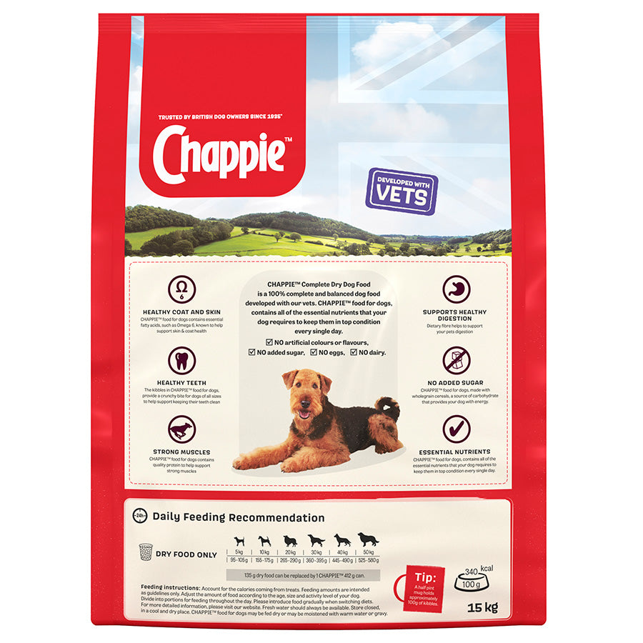 Chappie Complete Adult Dry Dog Food Chicken & Wholegrain Cereal 15kg