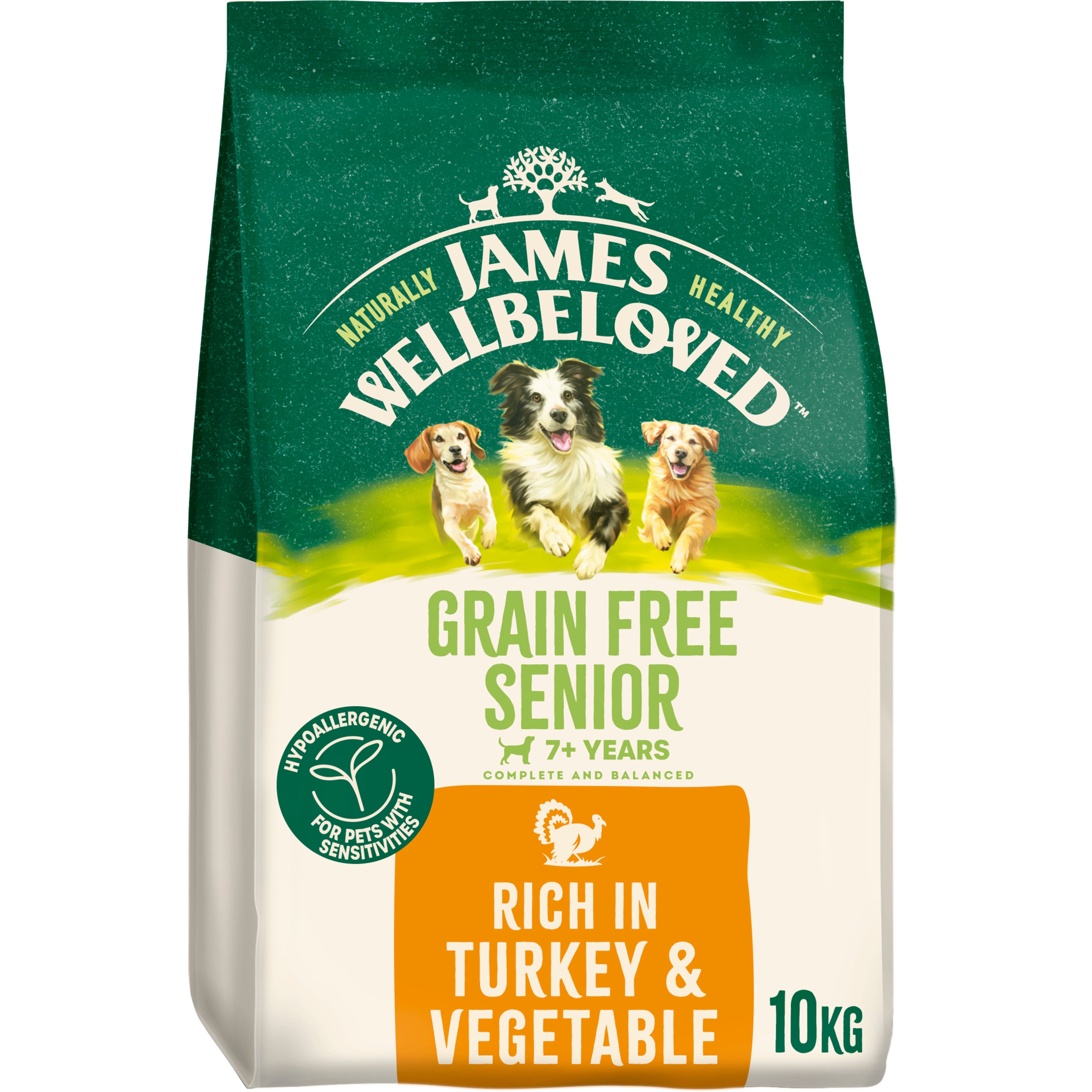 James Wellbeloved Grain Free Senior Dry Dog Food Turkey & Veg 10kg